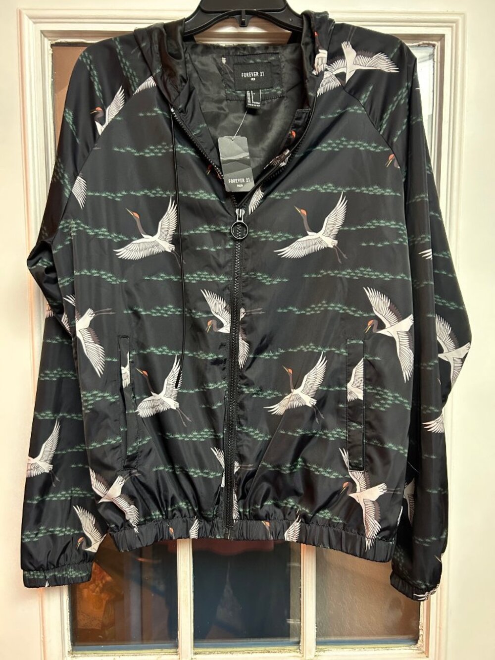 Forever 21 Lightweight Jacket with cranes, Size Small, Men's